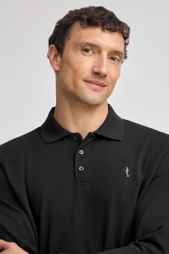 Polo Club Polos*Polo en piqué à manches longues avec broderie Rigby Best Noir