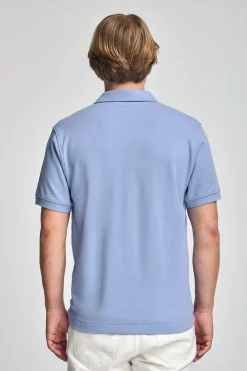 Polo Club Polos*Polo Pascal bleu sans boutons avec monogramme brodé Bleu Aqua