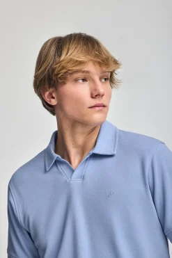 Polo Club Polos*Polo Pascal bleu sans boutons avec monogramme brodé Bleu Aqua