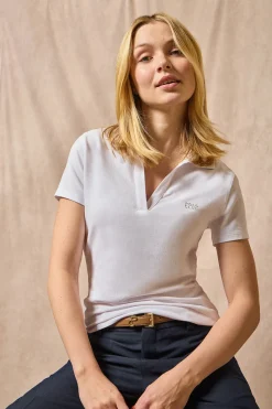 Polo Club Polos*Polo Pedraza sans boutons à logo caoutchouté Blanc