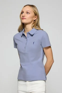 Polo Club Polos*Polo Pereira bleu lavande à cinq boutons avec broderie Rigby Go Bleu Aqua