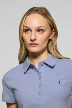 Polo Club Polos*Polo Pereira bleu lavande à cinq boutons avec broderie Rigby Go Bleu Aqua