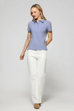 Polo Club Polos*Polo Pereira bleu lavande à cinq boutons avec broderie Rigby Go Bleu Aqua