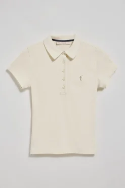 Polo Club Polos*Polo Pereira couleur écru à cinq boutons avec broderie Rigby Go Beige