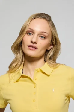 Polo Club Polos*Polo Pereira jaune clair à cinq boutons avec broderie Rigby Go Jaune tendre