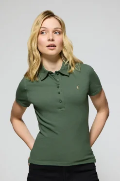 Polo Club Polos*Polo Pereira vert eau à cinq boutons, avec broderie Rigby Go Vert chaud
