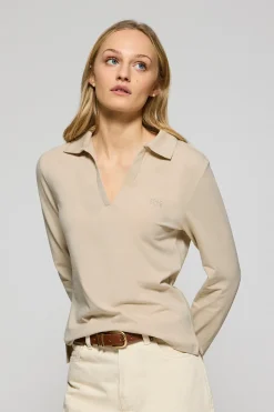 Polo Club Polos*Polo Pia sans boutons avec logo caoutchouté Beige