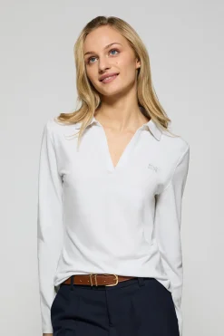 Polo Club Polos*Polo Pia sans boutons avec logo caoutchouté Blanc