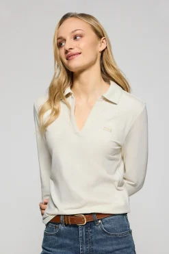 Polo Club Polos*Polo Pia écru sans boutons avec logo caoutchouté Beige