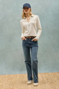 Polo Club Polos*Polo Pia écru sans boutons avec logo caoutchouté Beige
