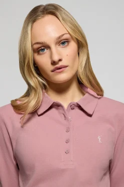 Polo Club Polos*Polo Priyanka couleur rose pastel à cinq boutons, avec broderie Rigby Go Rose poudré