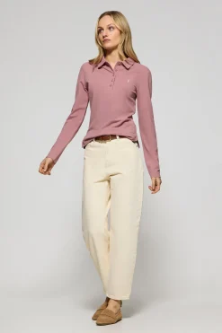 Polo Club Polos*Polo Priyanka couleur rose pastel à cinq boutons, avec broderie Rigby Go Rose poudré