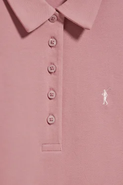 Polo Club Polos*Polo Priyanka couleur rose pastel à cinq boutons, avec broderie Rigby Go Rose poudré