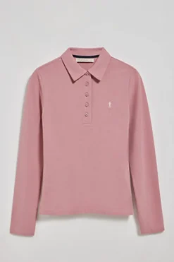Polo Club Polos*Polo Priyanka couleur rose pastel à cinq boutons, avec broderie Rigby Go Rose poudré
