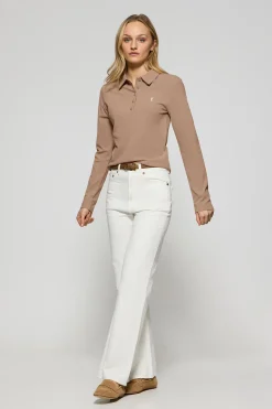Polo Club Polos*Polo Priyanka marron clair à cinq boutons, avec broderie Rigby Go Brun