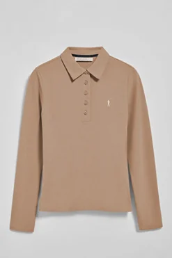 Polo Club Polos*Polo Priyanka marron clair à cinq boutons, avec broderie Rigby Go Brun
