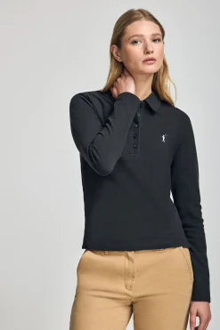 Polo Club Polos*Polo Priyanka à cinq boutons, avec broderie Rigby Go Noir