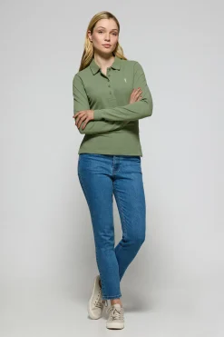 Polo Club Polos*Polo Priyanka à cinq boutons, avec broderie Rigby Go Vert jade