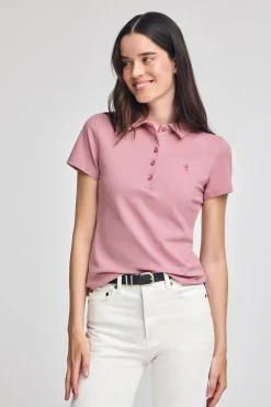 Polo Club Polos*Polo rose pastel à manches courtes en coton avec broderie Rigby Best Rose poudré