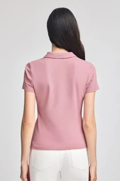 Polo Club Polos*Polo rose pastel à manches courtes en coton avec broderie Rigby Best Rose poudré