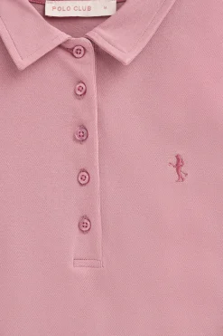 Polo Club Polos*Polo rose pastel à manches courtes en coton avec broderie Rigby Best Rose poudré