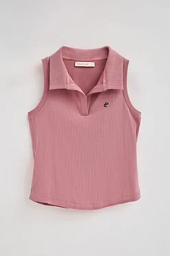 Polo Club Polos*Polo rose pastel sans manches à monogramme brodé Rose poudré