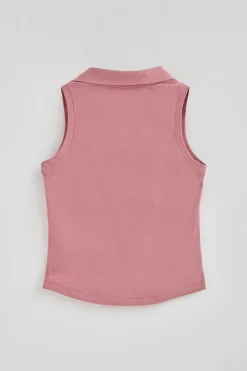 Polo Club Polos*Polo rose pastel sans manches à monogramme brodé Rose poudré