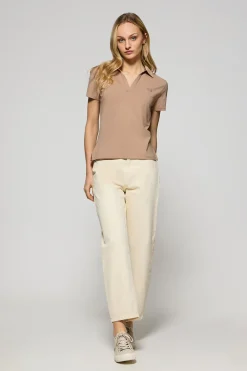 Polo Club Polos*Polo sans boutons Pedraza marron doux avec logo caoutchouté Brun