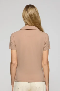 Polo Club Polos*Polo sans boutons Pedraza marron doux avec logo caoutchouté Brun