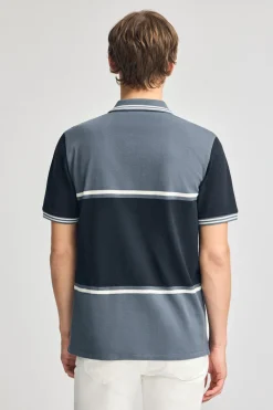 Polo Club Polos*Polo Veil bleu en piqué bicolore avec détails brodés Denim