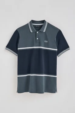 Polo Club Polos*Polo Veil bleu en piqué bicolore avec détails brodés Denim