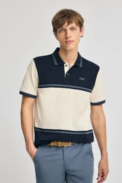 Polo Club Polos*Polo Veil en piqué bicolore avec détails brodés Bleu Marine