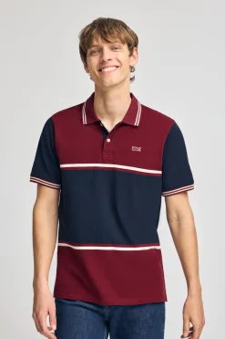 Polo Club Polos*Polo Veil en piqué bicolore avec détails brodés Grenat