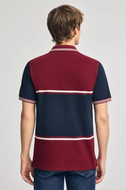 Polo Club Polos*Polo Veil en piqué bicolore avec détails brodés Grenat