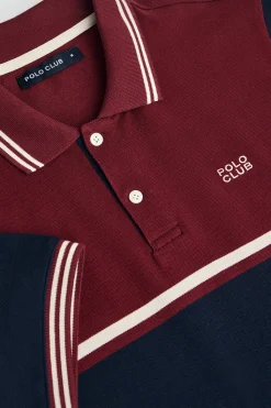 Polo Club Polos*Polo Veil en piqué bicolore avec détails brodés Grenat
