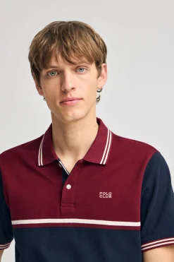 Polo Club Polos*Polo Veil en piqué bicolore avec détails brodés Grenat