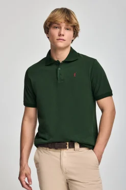 Polo Club Polos*Polo à manches courtes et trois boutons avec logo brodé Rigby Go Vert Bouteille