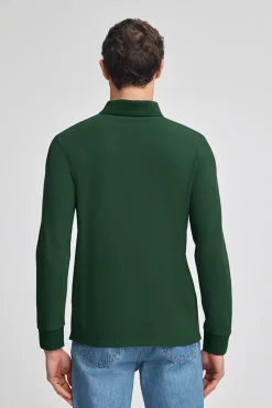Polo Club Polos*Polo à manches longues à trois boutons et broderie Rigby Go Vert Bouteille
