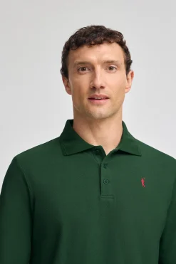 Polo Club Polos*Polo à manches longues à trois boutons et broderie Rigby Go Vert Bouteille