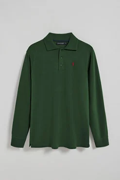 Polo Club Polos*Polo à manches longues à trois boutons et broderie Rigby Go Vert Bouteille