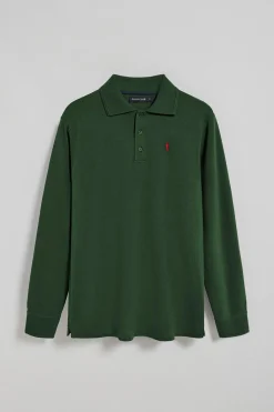 Polo Club Polos*Polo à manches longues à trois boutons et broderie Rigby Go Vert Bouteille
