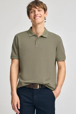 Polo Club Polos*Polo vert clair en coton et lin avec deux boutons et monogramme brodé Vert sauge