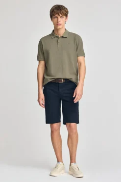 Polo Club Polos*Polo vert clair en coton et lin avec deux boutons et monogramme brodé Vert sauge
