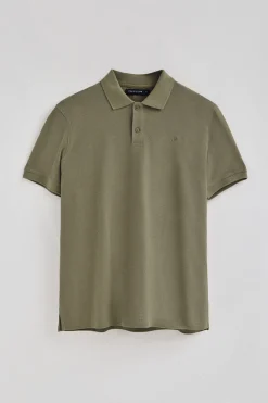 Polo Club Polos*Polo vert clair en coton et lin avec deux boutons et monogramme brodé Vert sauge