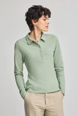 Polo Club Polos*Polo à manches longues en coton avec broderie Rigby Best Vert jade