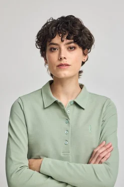 Polo Club Polos*Polo à manches longues en coton avec broderie Rigby Best Vert jade