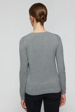 Polo Club Pulls*Pull basique gris chiné en maille à col en V et logo Rigby Go Gris Vigoré