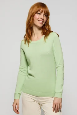 Polo Club Pulls*Pull basique vert pâle en maille à col ras du cou et logo Rigby Go Vert Clair
