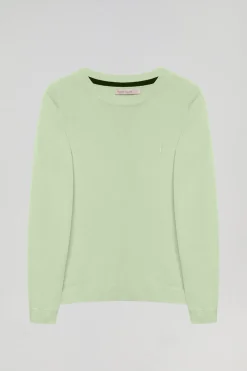 Polo Club Pulls*Pull basique vert pâle en maille à col ras du cou et logo Rigby Go Vert Clair