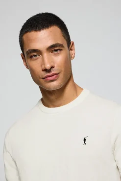 Polo Club Pulls|T-Shirts*Pull à col ras du cou et manches courtes à logo brodé Beige